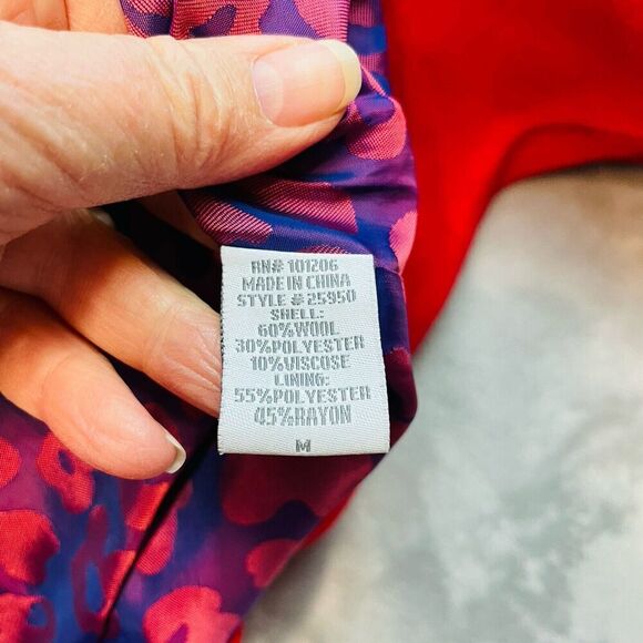 Soft Surroundings Wool Blend Coat Womens M‎ Red Frog Clasp Long City Holiday - Picture 5 of 14